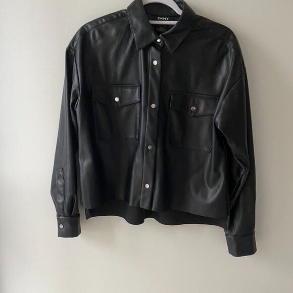 DKNY Vegan Leather Top - Picture 2 of 6